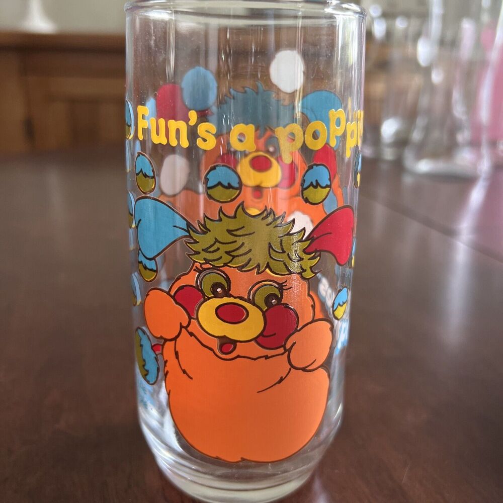 Vintage Orange Popple‎ Drinking Glass Pizza Hut Orange Puzzle Popple 12 oz 1986